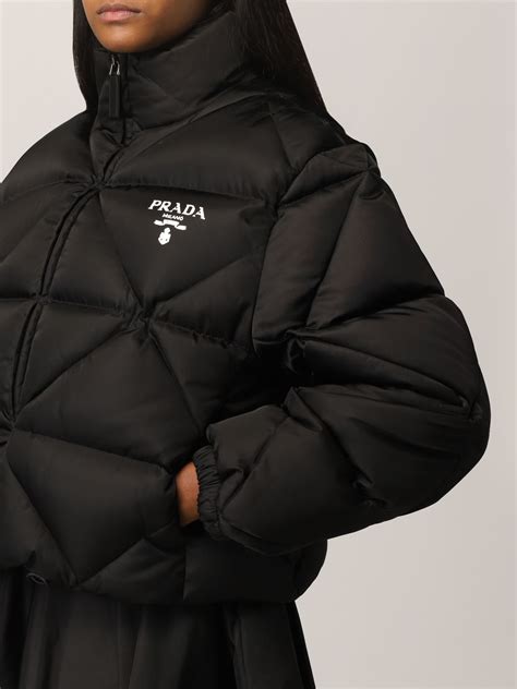 prada women's black jacket|Prada winter coats for women.